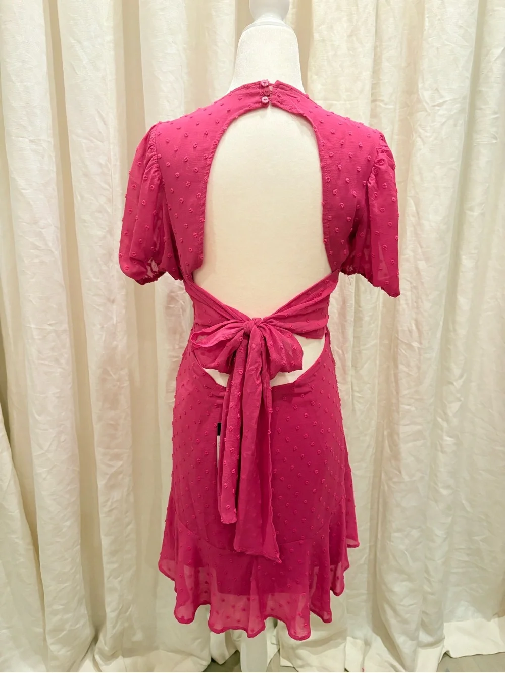 Lulu's Fuchsia Wrap Ruffle Textured Mini Dress - Picture 2 of 7